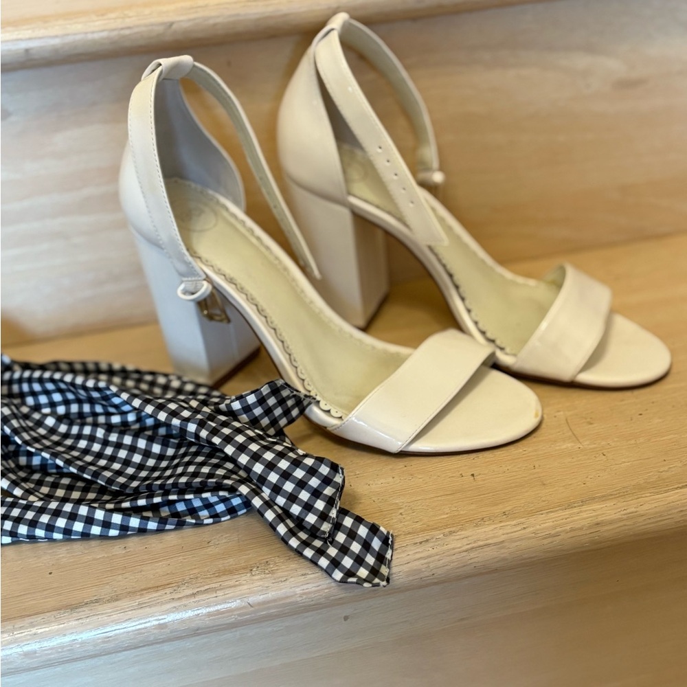 1901 Cream Block Heel Sandals